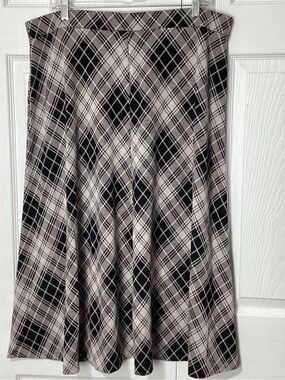 CJ Banks Plaid A-Line Skirt Flowy MIDI Fall Skirt 1X